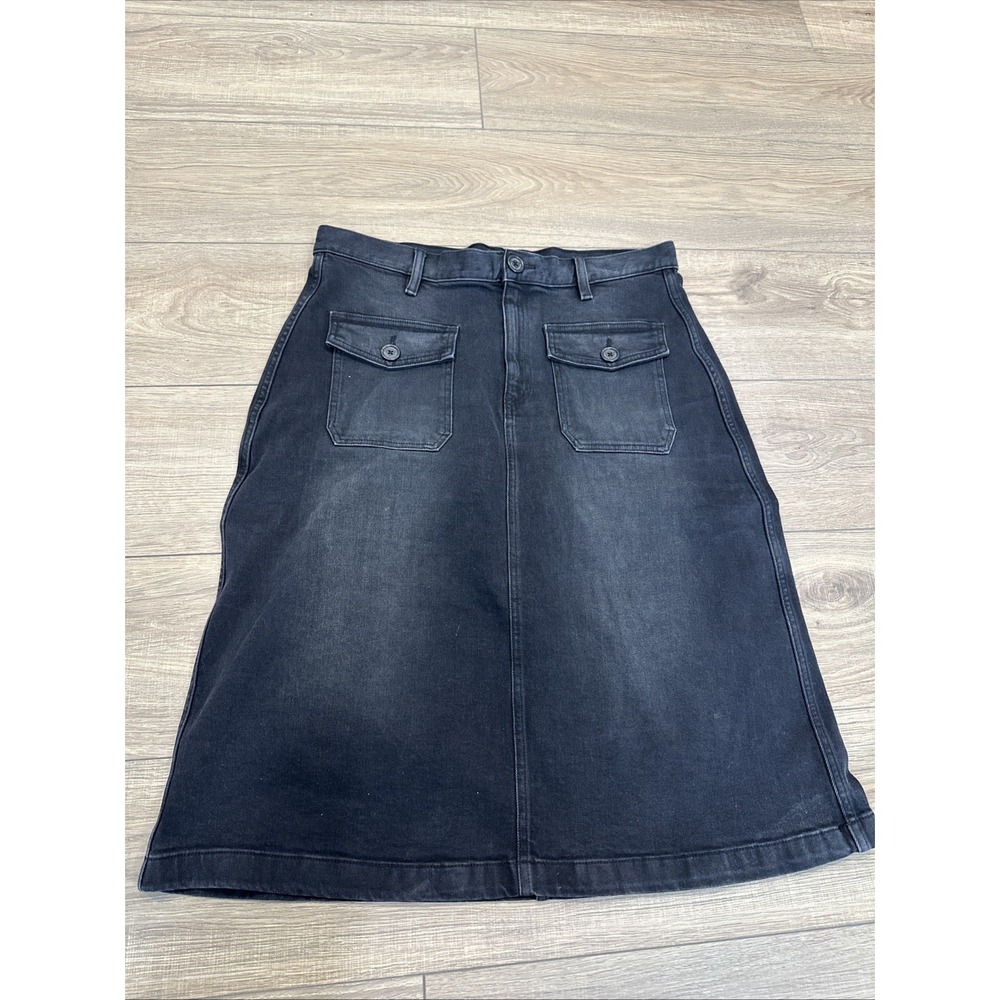 Lauren Jeans Co Ralph Lauren Black Denim Jean Skirt Size 14 Front Pockets‎ EUC